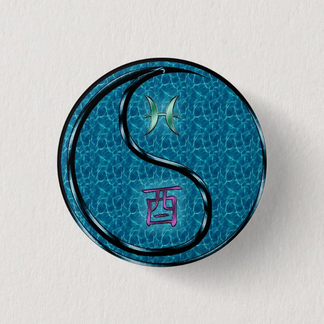 Pisces & Water Rooster 3 Cm Round Badge (Front)