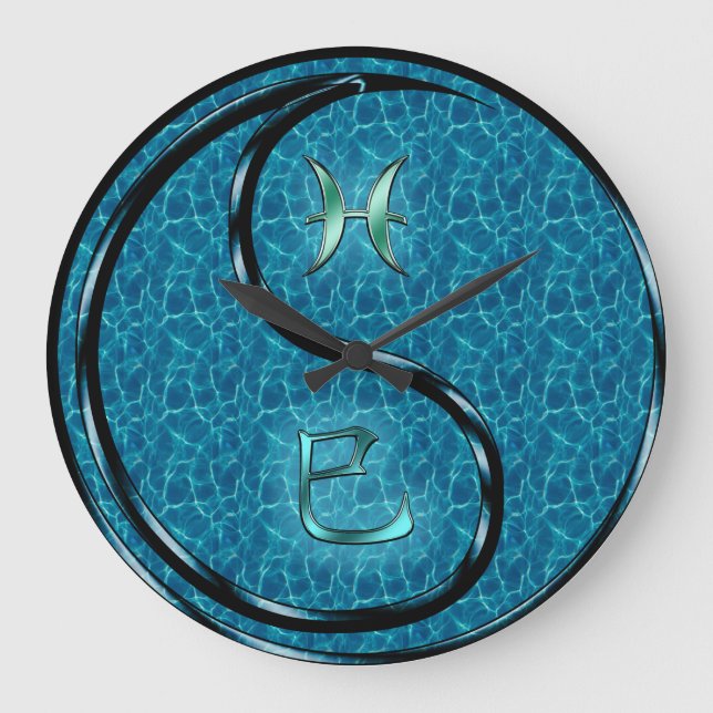 Pisces & Water Snake Large Clock (Front)