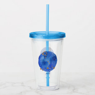 Pisces Watercolor Night Sky Constellation Zodiac Acrylic Tumbler