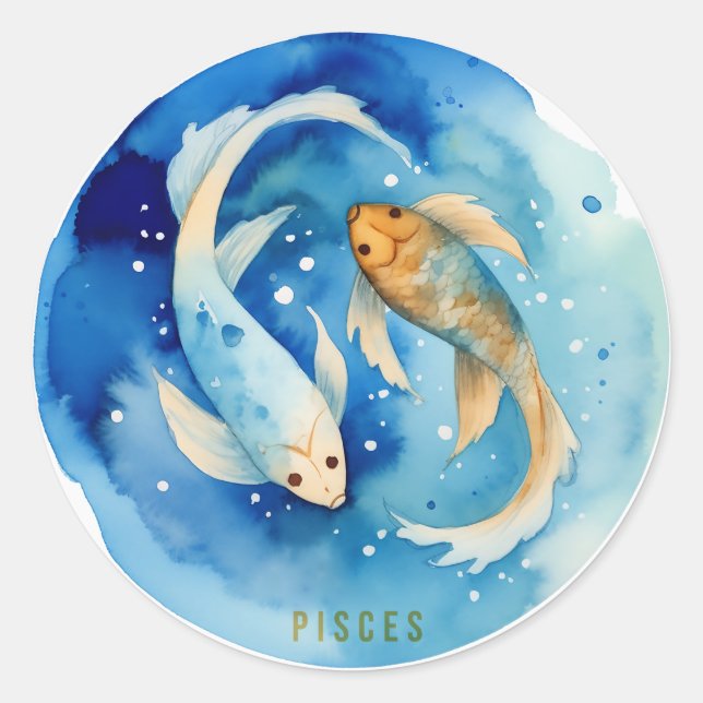 Pisces Watercolor Zodiac Sticker (Front)