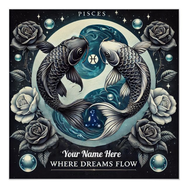 Pisces “Where Dreams Flow” Glossy Poster (Front)