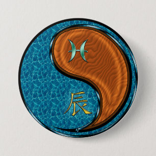 Pisces & Wood Dragon 7.5 Cm Round Badge