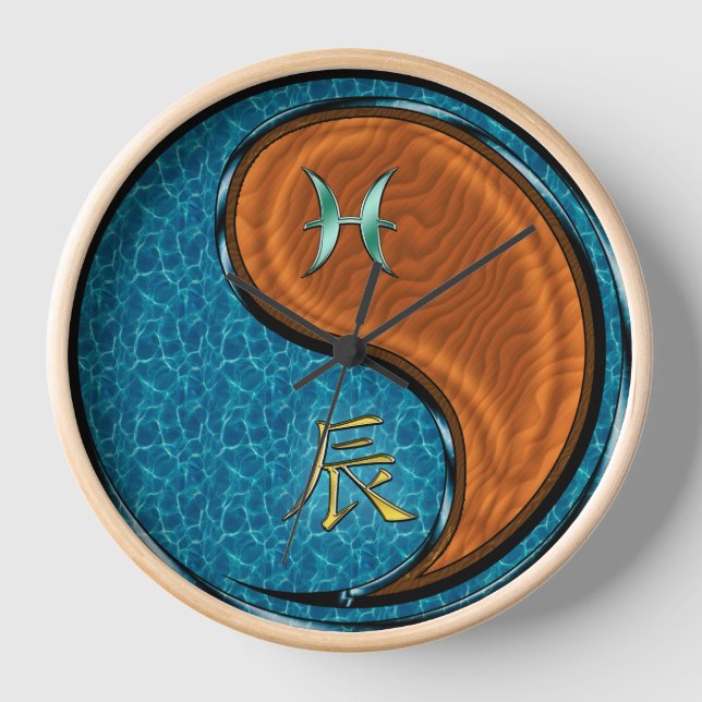 Pisces & Wood Dragon Clock (Front)