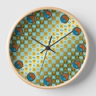 Pisces & Wood Dragon Clock