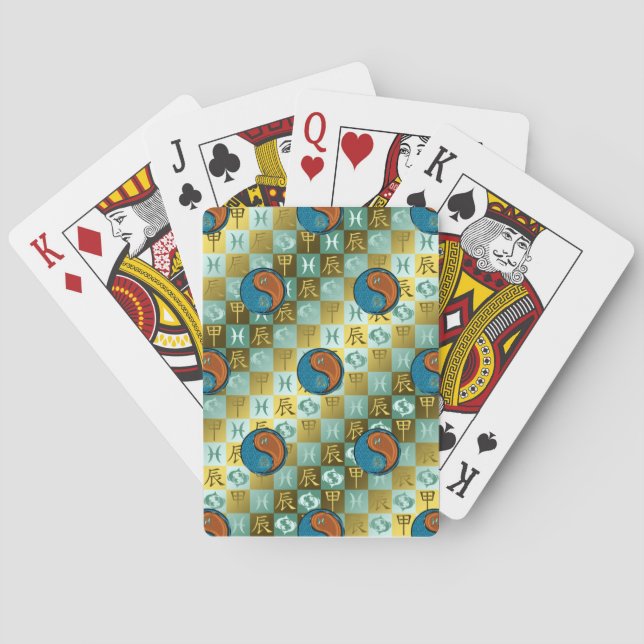 Pisces & Wood Dragon Playing Cards (Back)