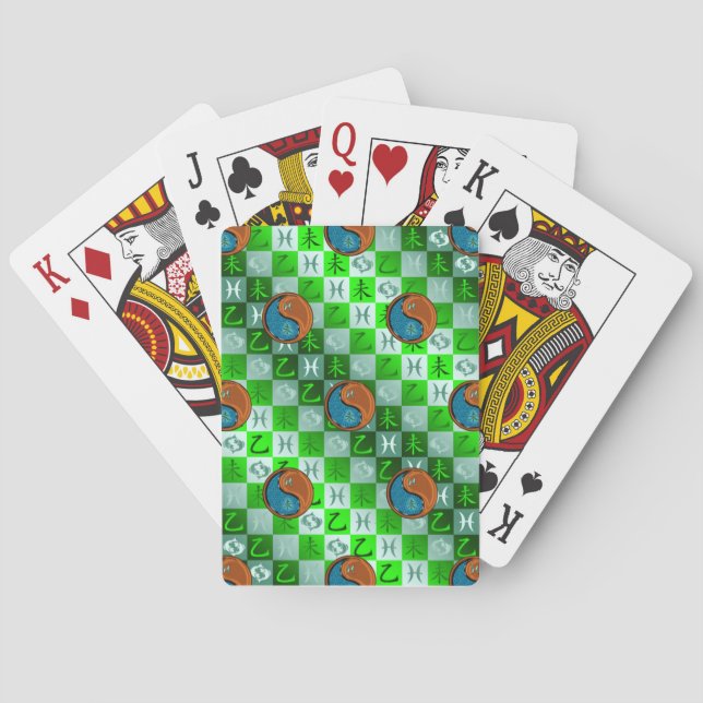 Pisces & Wood Goat Playing Cards (Back)