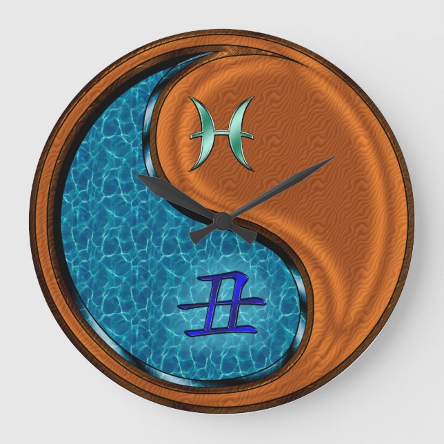 Pisces & Wood Ox Large Clock (Front)