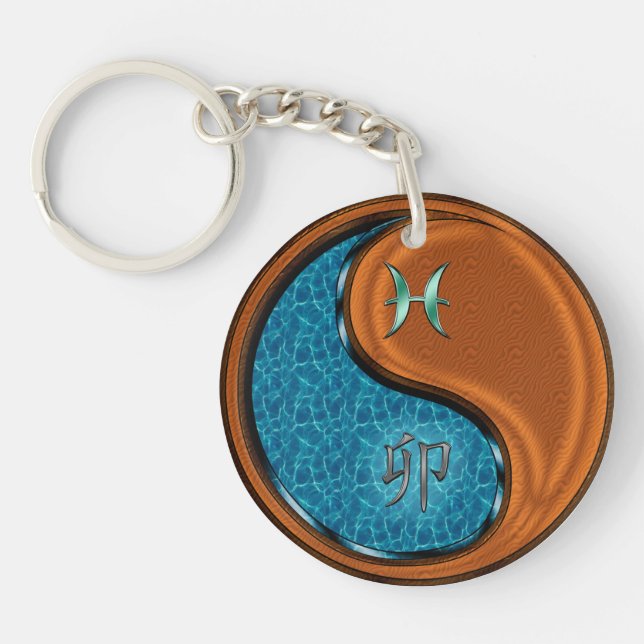 Pisces & Wood Rabbit Key Ring (Front)