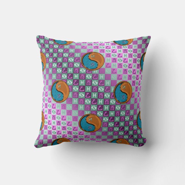 Pisces & Wood Rooster Cushion (Back)