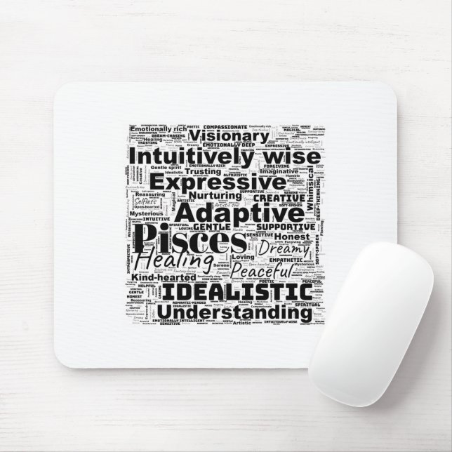 Pisces Word Cloud Zodiac Inspiration  Mouse Pad (With Mouse)