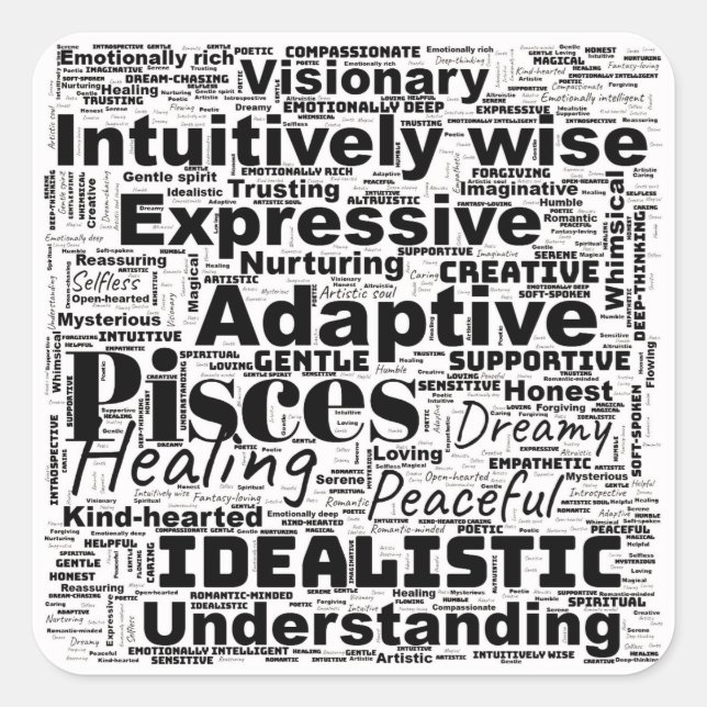 Pisces Word Cloud Zodiac Inspiration  Square Sticker (Front)
