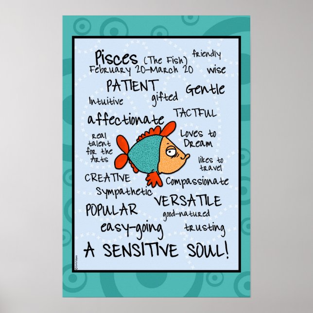 Pisces wordcloud poster (Front)