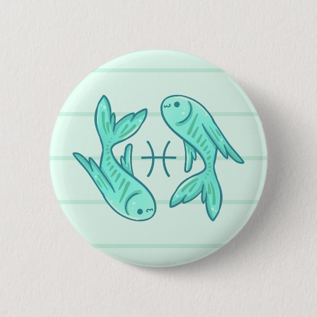 Pisces Zodiac Animal Button (Front)