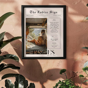 Pisces   Zodiac Astrology Photo Newspaper Poster