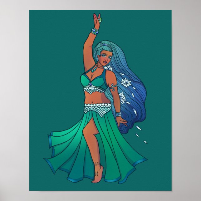 Pisces Zodiac belly Dancer Art Astrology Goddess Poster (Front)