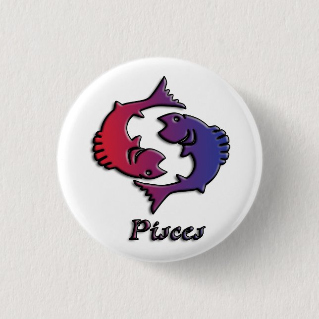 Pisces Zodiac Birth Sign Red Purple astrology art  3 Cm Round Badge (Front)