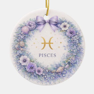 Pisces Zodiac Christmas Ornament – Winter Wreath i