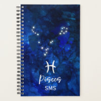 Pisces Zodiac Constellation Blue Galaxy Monogram