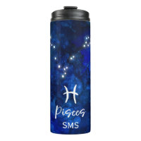 Pisces Zodiac Constellation Blue Galaxy Monogram