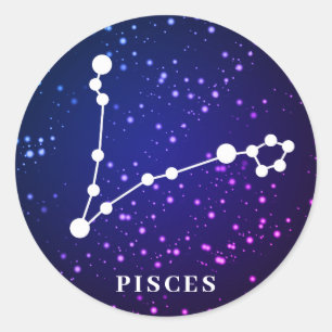 Pisces Zodiac Constellation Design Classic Round Sticker