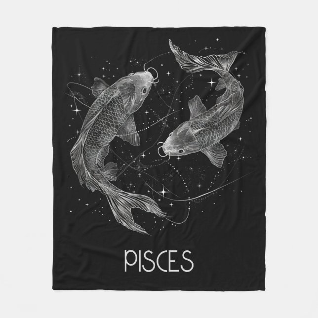Pisces Zodiac Constellation Fleece Blanket (Front)