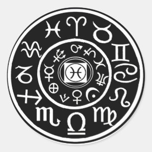 Pisces - Zodiac Constellation & Planetary Design Classic Round Sticker