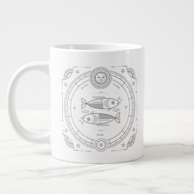 Pisces Zodiac Custom BirthdayMug Large Coffee Mug (Left)