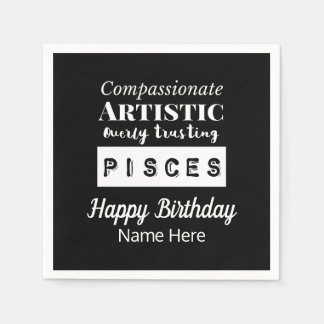 Pisces Zodiac Fun Characteristics Birthday Napkin