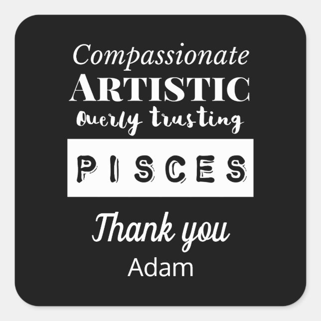 Pisces Zodiac Fun Characteristics Birthday Square Sticker (Front)