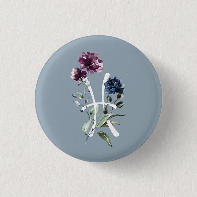 Pisces Zodiac Glyph 3 Cm Round Badge (Front)