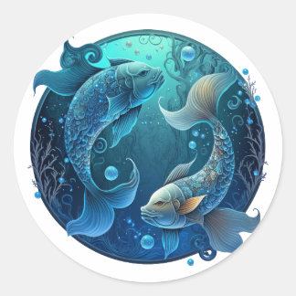 Pisces Zodiac Graphic Classic Round Sticker