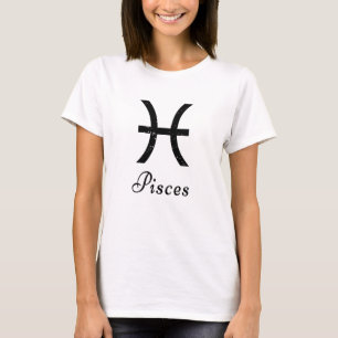 Pisces Zodiac Logo Black T-Shirt