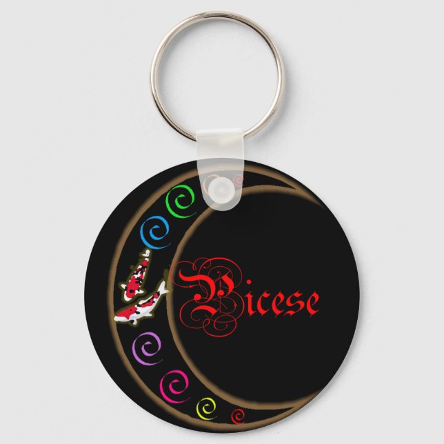 Pisces Zodiac Moon Key Ring (Front)