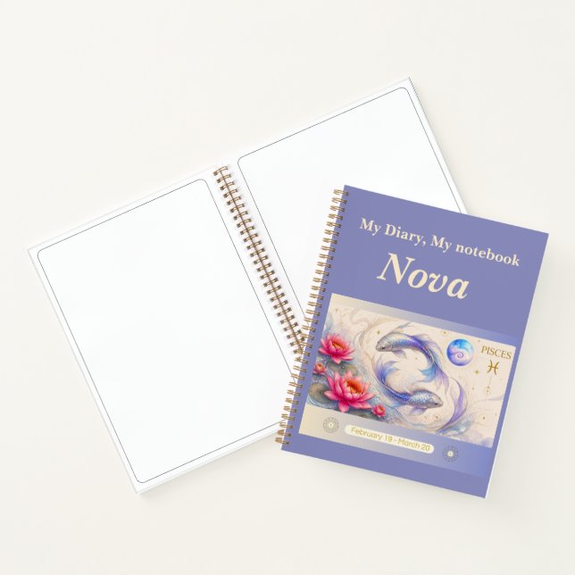 Pisces Zodiac Notebook/Diary – Art Nouveau Notebook (Inside)