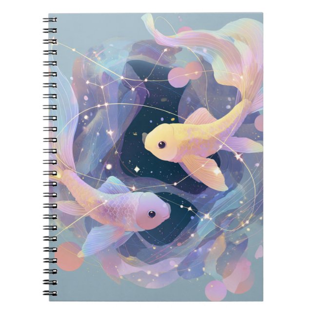 Pisces Zodiac Notebook – Dreamy Celestial Fish (Front)