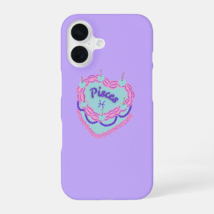 Pisces Zodiac Pastel Heart Birthday Cake iPhone 16 Case