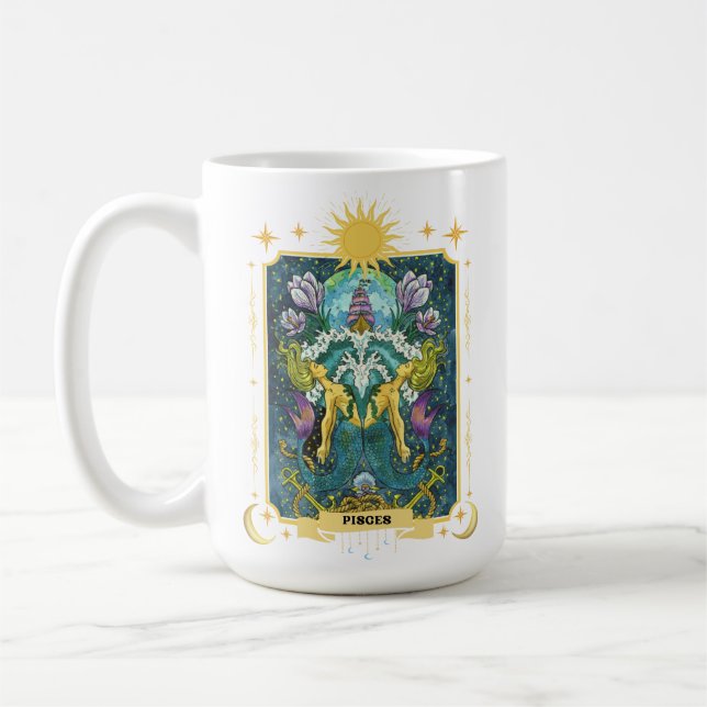 Pisces Zodiac Sign 15 oz Coffee Mug (Left)