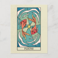 Pisces Zodiac Sign Abstract Art Vintage