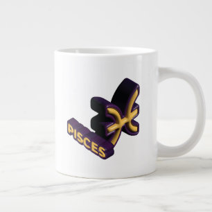 Pisces Zodiac Sign and Text Design Large Coffee Mug