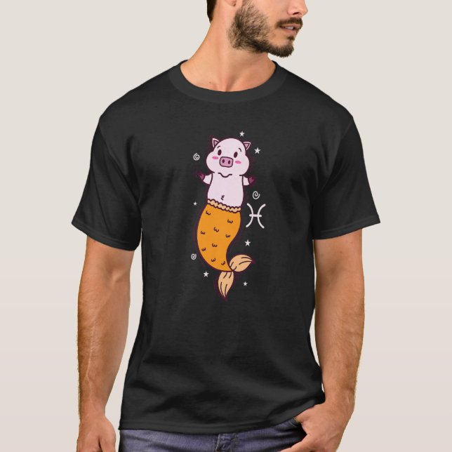 Pisces Zodiac Sign as a Piggy Horoscope T-Shirt (Front)