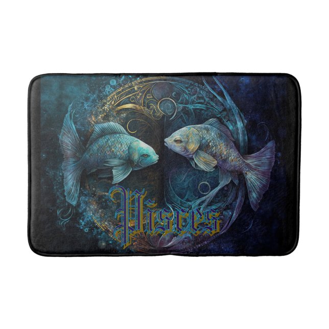 Pisces Zodiac Sign Bath Mat (Front)