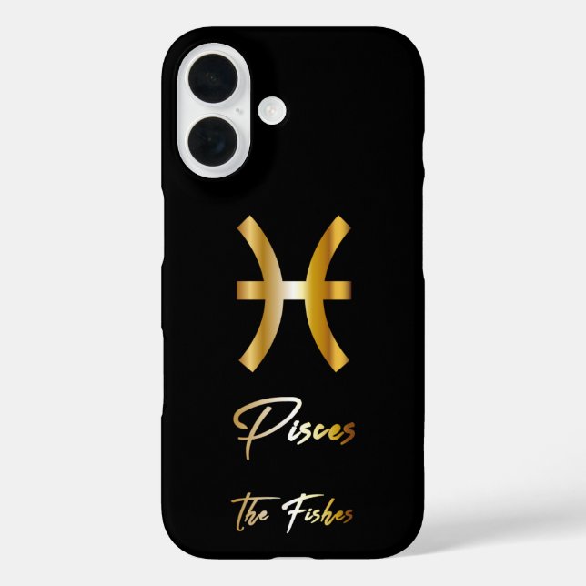 Pisces Zodiac Sign, Black & Gold  Case-Mate iPhone Case (Back)