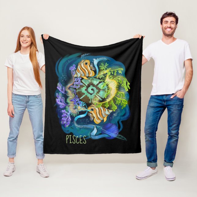 Pisces Zodiac Sign Fleece Blanket (In Situ)