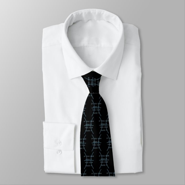 Pisces Zodiac Sign Fun Quote Modern Blue Text Blk Tie (Tied)