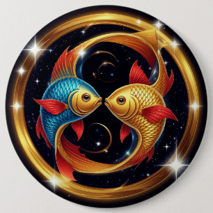 Pisces Zodiac Sign in a Cosmic Artistic Style 6 Cm Round Badge