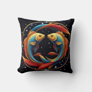 Pisces Zodiac Sign in a Cosmic Artistic Style Cushion