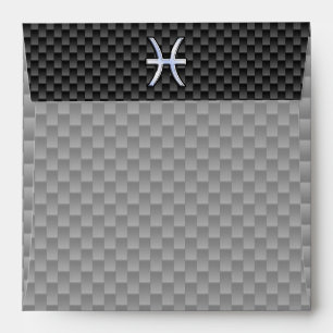 Pisces Zodiac Sign in Carbon Fibre Style Envelope