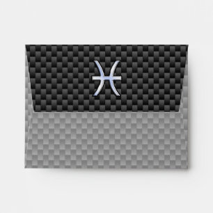 Pisces Zodiac Sign in Carbon Fibre Style Envelope