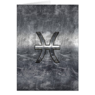 Pisces Zodiac Sign in grunge steel style print