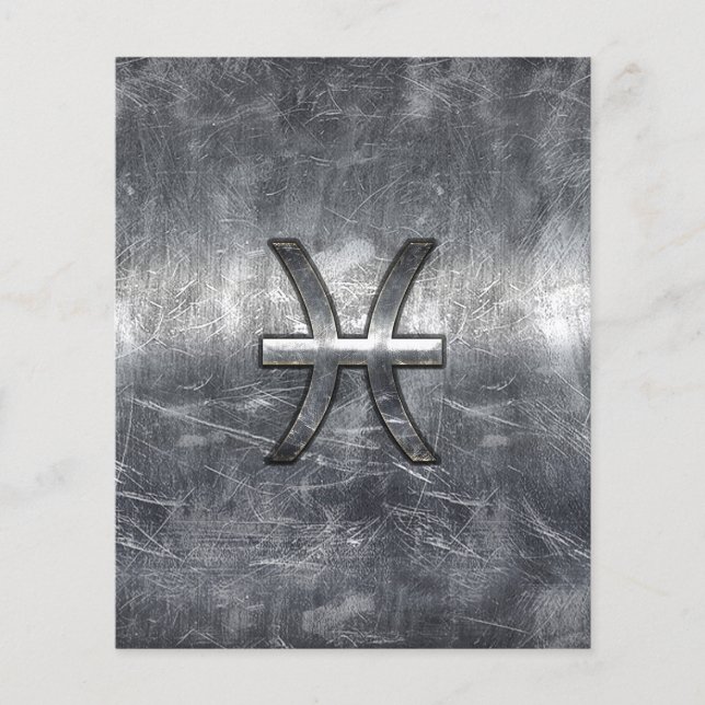 Pisces Zodiac Sign in grunge steel style print Flyer (Front)